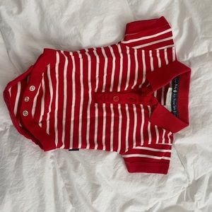 JoJo Maman red and white striped polo shirt